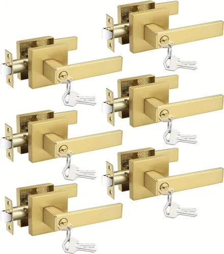 Miniatura 19 de Probrico - Paquete de 6 manijas de puerta para entrada de dormitorio interior, perillas de puerta con cerradura de una llave, entrada con llaves