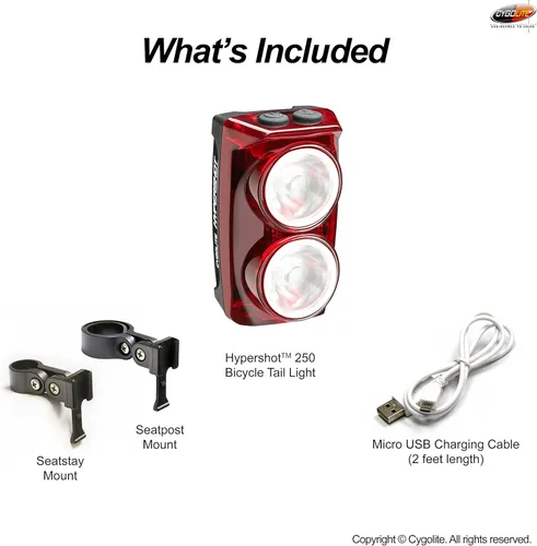 Miniatura 7 de Cygolite Hypershot - Luz trasera para bicicleta de 350 lúmenes, 7 modos nocturnos y diurnos, velocidades de flash ajustables por el usuario