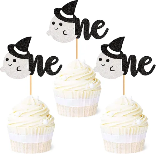 Miniatura 12 de Ercadio Paquete de 36 adornos para cupcakes de Halloween, sombrero de bruja, araña, calabaza, fantasma, gato, cupcakes, baby shower, cumpleaños