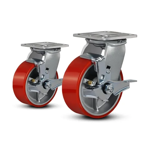 Miniatura 39 de Ruedas industriales de 4 x 2 pulgadas, ruedas resistentes, ruedas de poliuretano, capacidad de hasta 3200 libras. Uso para camión de plataforma