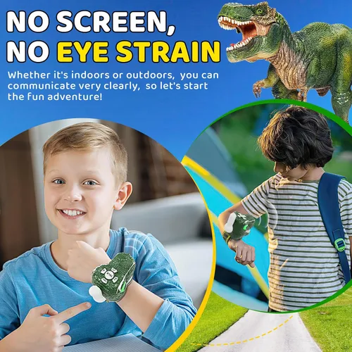 Miniatura 2 de Walkie Talkies de dinosaurio para niños, paquete de 2, equipo de camping, juguetes al aire libre T-Rex para niños de 3 a 12 años de edad, 3 canales