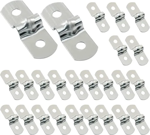 Miniatura 9 de Paquete de 10 correas rígidas M63 para tubo, 2-1/2 pulgadas, correa de cable de acero inoxidable con dos agujeros, abrazadera de conducto