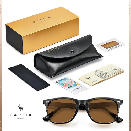 Miniatura 23 de CARFIA Lentes de sol polarizados cuadrados para hombre, protección UV400, acetato retro, hechos a mano, hechos a mano