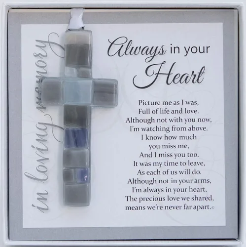 Sentimiento de condolencia con cruz de cristal hecho a mano en Estados Unidos, regalo de condolencia por pérdida de un miembro de la familia, adorno