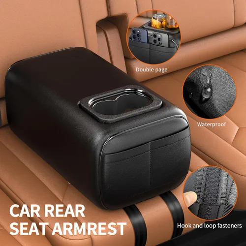 Miniatura 2 de Reposabrazos Trasero para Asiento de Coche 2 Filas Caja de Consola con Portavasos Universal Apoyabrazos para Asiento Trasero Caja de Consola