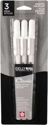 Miniatura 10 de SAKURA - Bolígrafos de tinta gel Gelly Roll - Puntas medias y gruesas para diario, arte o dibujo - Tinta blanca clásica - Puntas de tamaños variados