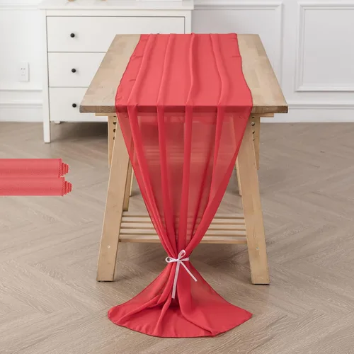 Miniatura 38 de Paquete de 2 caminos de mesa de gasa de 10 pies de 29 x 120 pulgadas, camino de mesa romántico transparente para boda, fiesta de cumpleaños