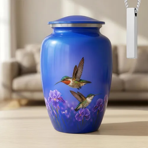 Miniatura 19 de Juego de 6 urnas funerarias decorativas de colibrí para cenizas de adultos hombres y mujeres, incluye 1 urna grande con 4 urnas conmemorativas