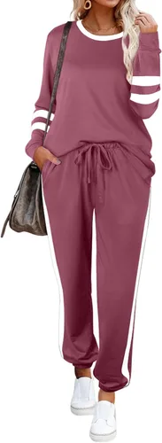 Miniatura 2 de Aloodor conjunto deportivo de 2piezas para mujer, con sudadera con cuello redondo, sin botones