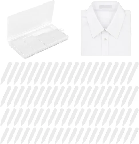 Miniatura 10 de 200 soportes de cuello para camisas de vestir de hombre, collar de plástico con funda de almacenamiento, inserciones invisibles de cuello de camisa