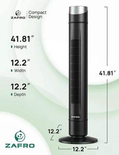 Miniatura 20 de ZAFRO Ventilador de torre inteligente para dormitorio, ventilador de torre oscilante de 120°, 28 pies/s de alta velocidad, 12 velocidades, 4 modos