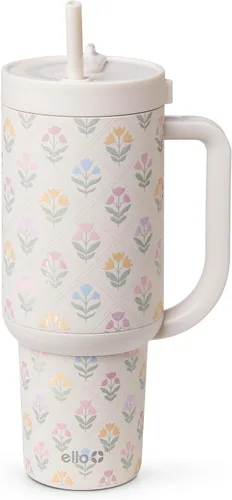 Miniatura 44 de Ello Oasis Botella de Agua de Acero Inoxidable de 30oz - Flower Quilt Colcha de flores