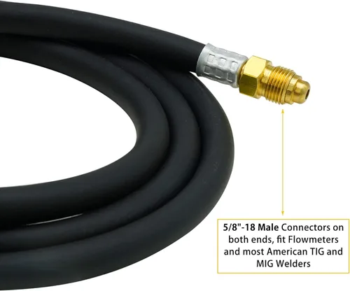 Miniatura 3 de Manguera de soldadura de gas inerte de 5 pies - Manguera adaptadora de regulador de medidor de flujo de argón - Mig Tig, accesorios UNF-18RH de 5/8