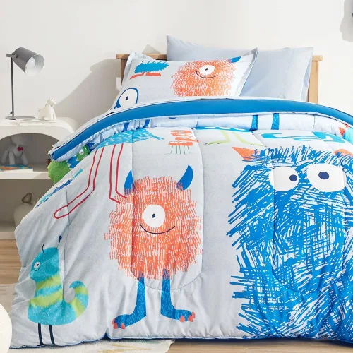 Miniatura 14 de SLEEP ZONE - Juego de edredón de 5 piezas tamaño Individual para niños, estampado suave, con edredón, sábanas y fundas para cojín y almohada, diseño