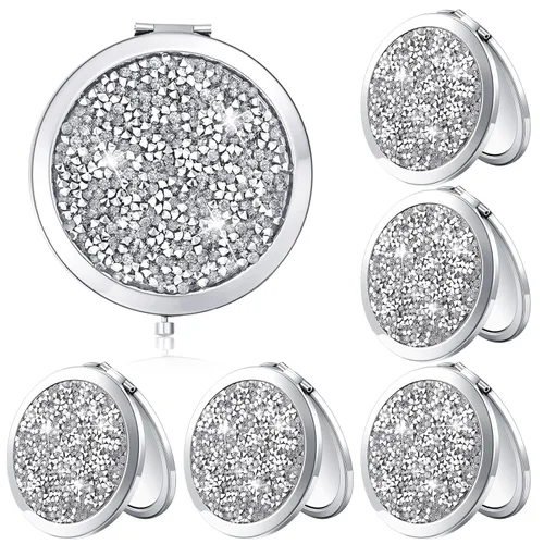 Miniatura 9 de Yulejo 6 piezas de espejo compacto a granel mini espejo de bolsillo para bolso, regalo de boda, maquillaje pequeño, cosmético de aumento portátil
