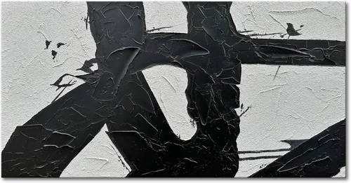 zoinart Arte de pared grande pintado a mano, arte de pared texturizado en blanco y negro, 30 x 60 pulgadas, lienzo moderno, pinturas abstractas,