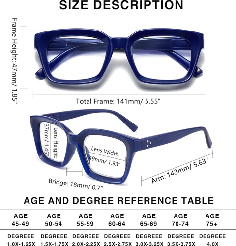 Miniatura 2 de Lentes de lectura cuadrados de estilo moderno con bisagra de resorte, bloqueo de luz azul para hombres y mujeres