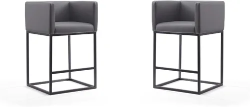 Miniatura 11 de Manhattan Comfort Embassy - Taburete de bar de metal gris y negro de 34 pulgadas
