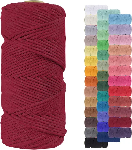 Miniatura 46 de Cuerda de macramé de 0.079 in para 219 yardas, cuerda de algodón natural para manualidades, hilo de cuerda de macramé de colores para colgar