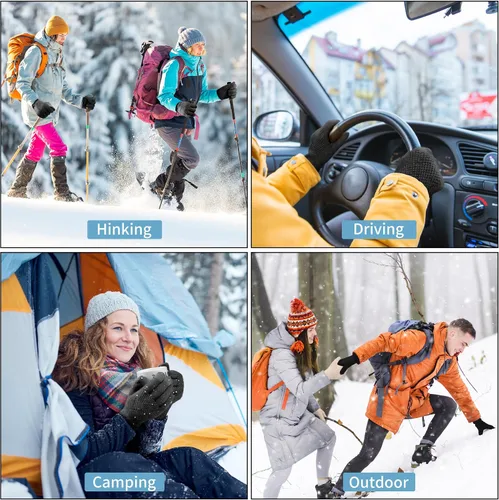 Miniatura 6 de TOBEHIGHER Guantes de invierno Guantes para mujer para clima frío, guantes de invierno para pantalla táctil, guantes de punto de lana de alpaca