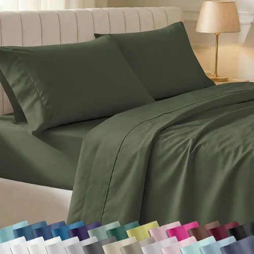 Miniatura 33 de Juego de sábanas split king para cama ajustable de 100% algodón natural satinado de 400 hilos, transpirables/duraderas, con esquinas 07 - Gris claro