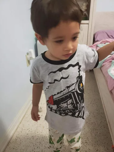 Miniatura 2 de Camisetas de manga corta para bebés, niños pequeños, con estampado de dinosaurios, ropa de algodón, para verano