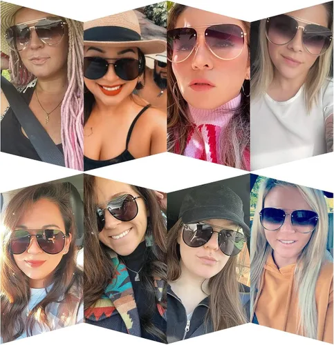 Miniatura 2 de VIVIENFANG Gafas de sol de aviador sin montura de gran tamaño con bisagras de resorte pantalla inspirada en el diseñador para mujereshombres 87247