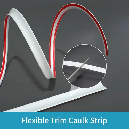 Miniatura 4 de Tira de Calafateo Flexible para Moldura de Pared, 1/2 pulgada x 10 pies, Tira Adhesiva Despegable para Decoración de Esquina de Pared, Techo, Borde