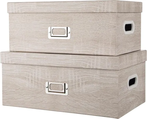 Miniatura 9 de Briful Juego de 2 cajas de almacenamiento de porcelana azul y blanca con tapas, elegantes cubos organizadores de anidación floral, juego de cajas