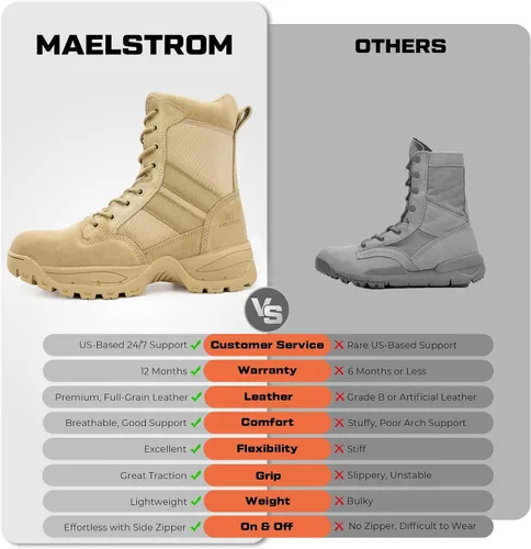 Miniatura 6 de Maelstrom TAC FORCE botas de trabajo tácticas militares, con cierre, de 8 pulgadas