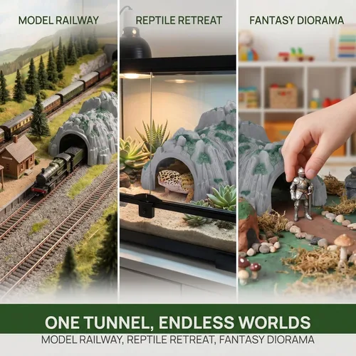 Miniatura 6 de Modelo realista de túnel de tren de montaña para escenarios ferroviarios, accesorios duraderos para pistas de madera, diseños de escala HO