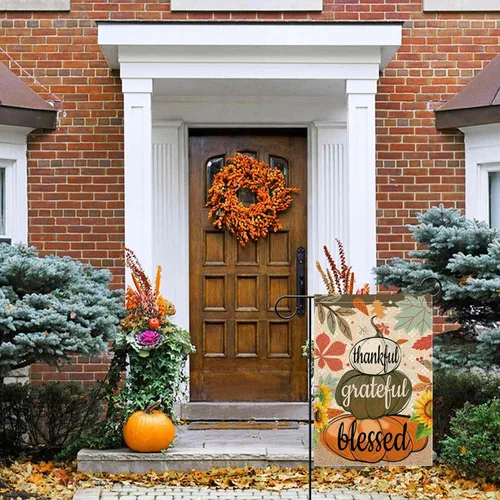 Miniatura 4 de Bandera de jardín de bienvenida de otoño de 12.5 x 18 pulgadas, diseño de calabaza bendita agradecida, decoración de doble cara para decoración