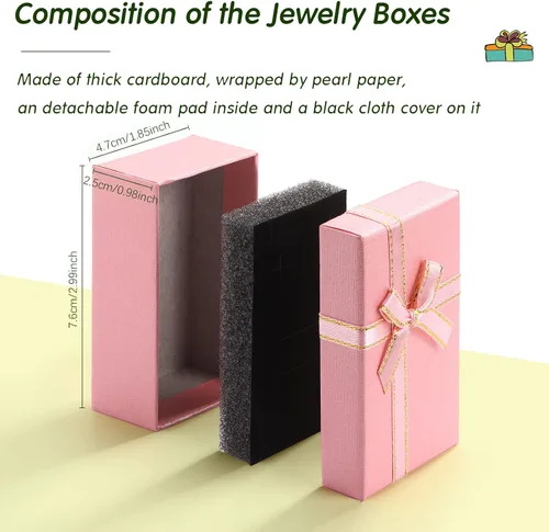 Miniatura 5 de Marspark Cajas de regalo pequeñas de joyería, caja de regalo vacía a granel con lazos, collares, pulseras, cajas de embalaje para cumpleaños, bodas