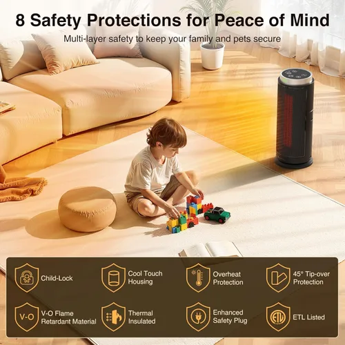Miniatura 3 de ZAFRO Calentador de espacio, calentadores eléctricos portátiles ultra silenciosos para uso en interiores con termostato, 1500 W de cerámica PTC