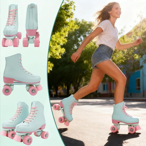Miniatura 3 de jessie Patines de ruedas para mujeres, niñas y adultos, de piel sintética, ruedas iluminadas, patines para principiantes, profesionales, interiores