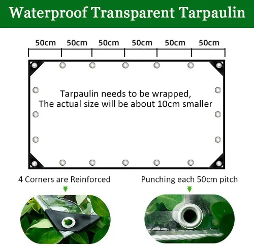 Miniatura 4 de Lona de PVC transparente, resistente al agua, con ojales (3.3 x 4.9 pies (3.3 x 4.9 ft))