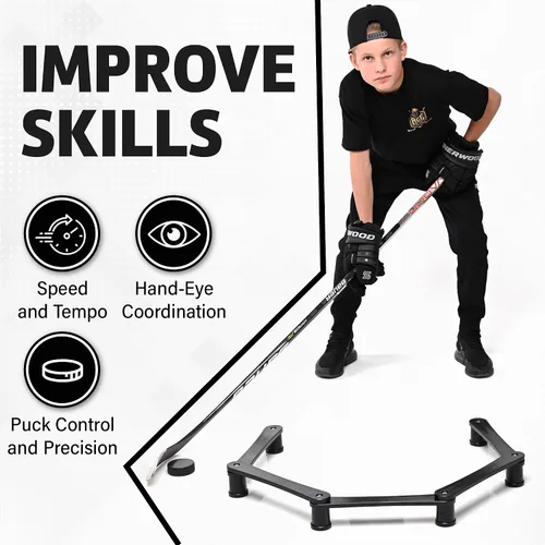 Miniatura 4 de ACE HOCKEY The Snake Stickhandling Trainer – Adjustable Hockey Training Aid for Puck Control, Quick Hands, Reaction Time & Coordination – Snake 5