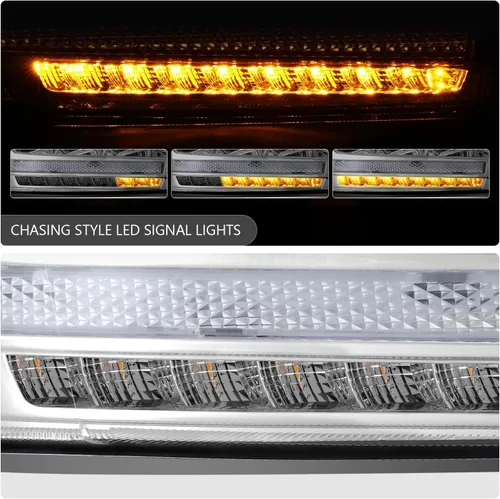 Miniatura 6 de DNA MOTORING Par de faros LED compatibles con Ram 1500 2500 3500 13-18, luces de proyector de haz alto y doble bajo, LED Switchback, cromado
