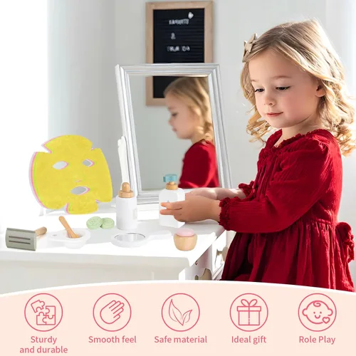 Miniatura 5 de Juego de juguetes de maquillaje de madera, juguetes de simulación de belleza, cuidado de la piel, juguetes preescolares para niños pequeños