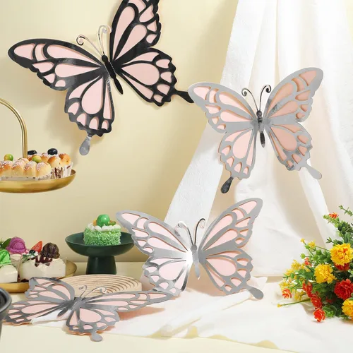 Miniatura 4 de Geyee 12 piezas de decoración de fiesta de mariposa grande 3D de 12 pulgadas, 10 pulgadas, centros de mesa de mariposa grandes para mesas, baby