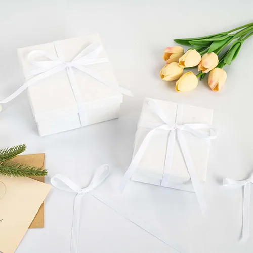 Miniatura 4 de Cinta blanca de grogrén de 3/8 pulgadas x 100 yardas para envolver regalos, muy adecuada para decoración de bodas, ramos, manualidades, costura