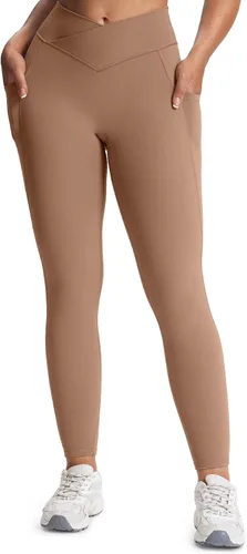 Miniatura 14 de Aoxjox Trinity - Pantalones de yoga de cintura alta con bolsillos para mujer, control de abdomen, cintura cruzada, leggings de entrenamiento suaves
