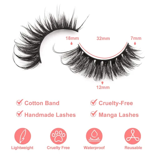 Miniatura 4 de DYSILK Pestañas de visón esponjosas, pestañas de ojos, 7 pares de pestañas dramáticas 8D, pestañas de visón sintético, pestañas naturales, largas