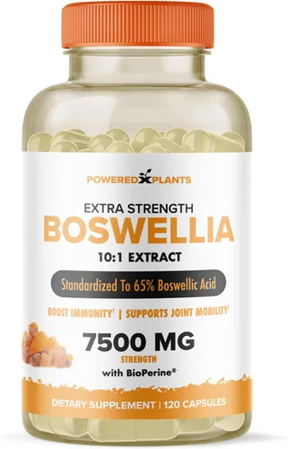 Boswellia Serrata Suplemento de apoyo articular de Powered by Plants - 65% de ácidos boswélicos de alta potencia con bioperina - Apoya la inmunidad,