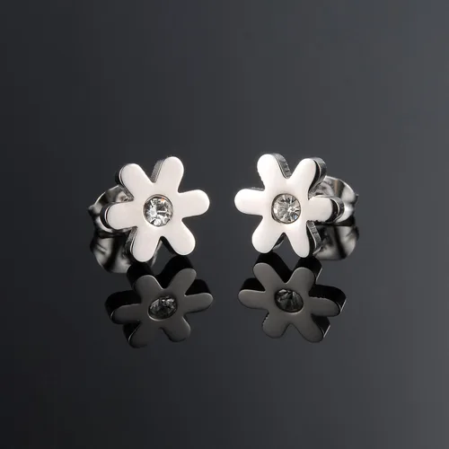 Miniatura 2 de Aegean Jewelry - Aretes tipo dormilona de titanio de acero inoxidable con caja de regalo y un pequeño regalo gratis, Circonia cúbica
