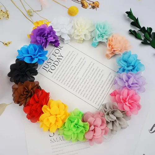 Miniatura 6 de DeD 24 lazos de gasa para el pelo de 2.7 pulgadas, pinzas para el pelo de flores, pequeñas pinzas para el cabello para niñas, bebés, niños pequeños