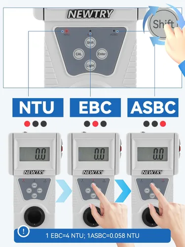 Miniatura 4 de NEWTRY Medidor de turbidez, 0-200NTU Turbidímetro portátil de mano con soluciones de calibración, cumple con ISO7027, medidor de turbidez portátil