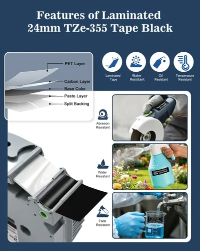 Miniatura 3 de 4P TZe-131 - Cinta transparente de repuesto de 0.47 pulgadas para rotuladora Brother, cinta transparente TZe131 TZ de 0.47 pulgadas, laminada