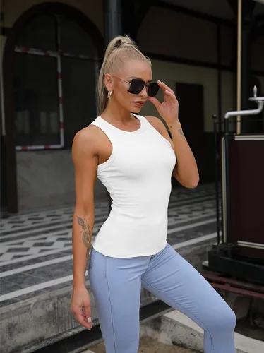Miniatura 3 de Camisetas sin mangas para mujer, de verano, básicas, de punto delgado, acanaladas, con espalda cruzada