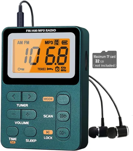 Miniatura 8 de Radio portátil AM FM, Walkman de bolsillo recargable con la mejor sintonización digital de recepción, MP3, auriculares estéreo, pantalla LCD grande